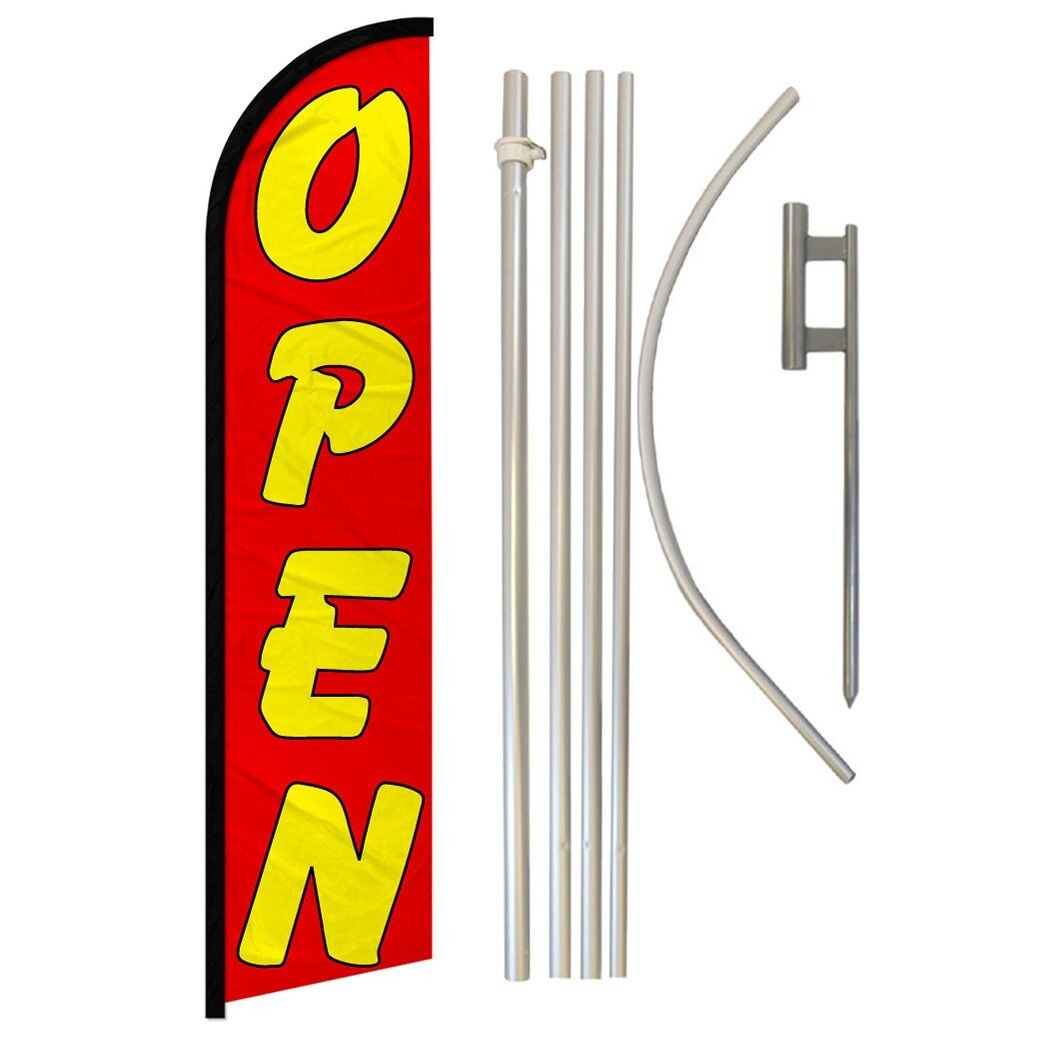 Open (Red & Yellow) Windless Advertising Flag & Pole Kit