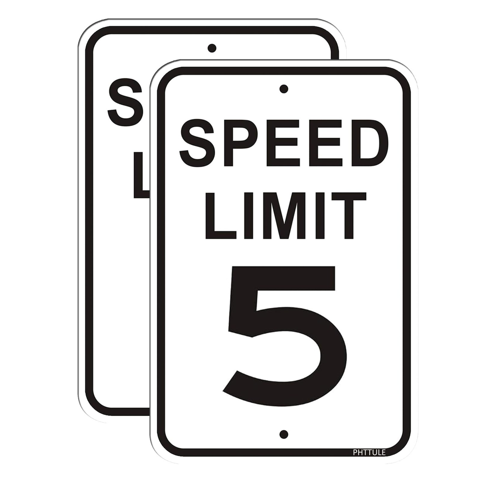 2-Pack 12x18in ‘Speed Limit 5 MPH’ Reflective 40Mil Aluminum Sign UV Coated