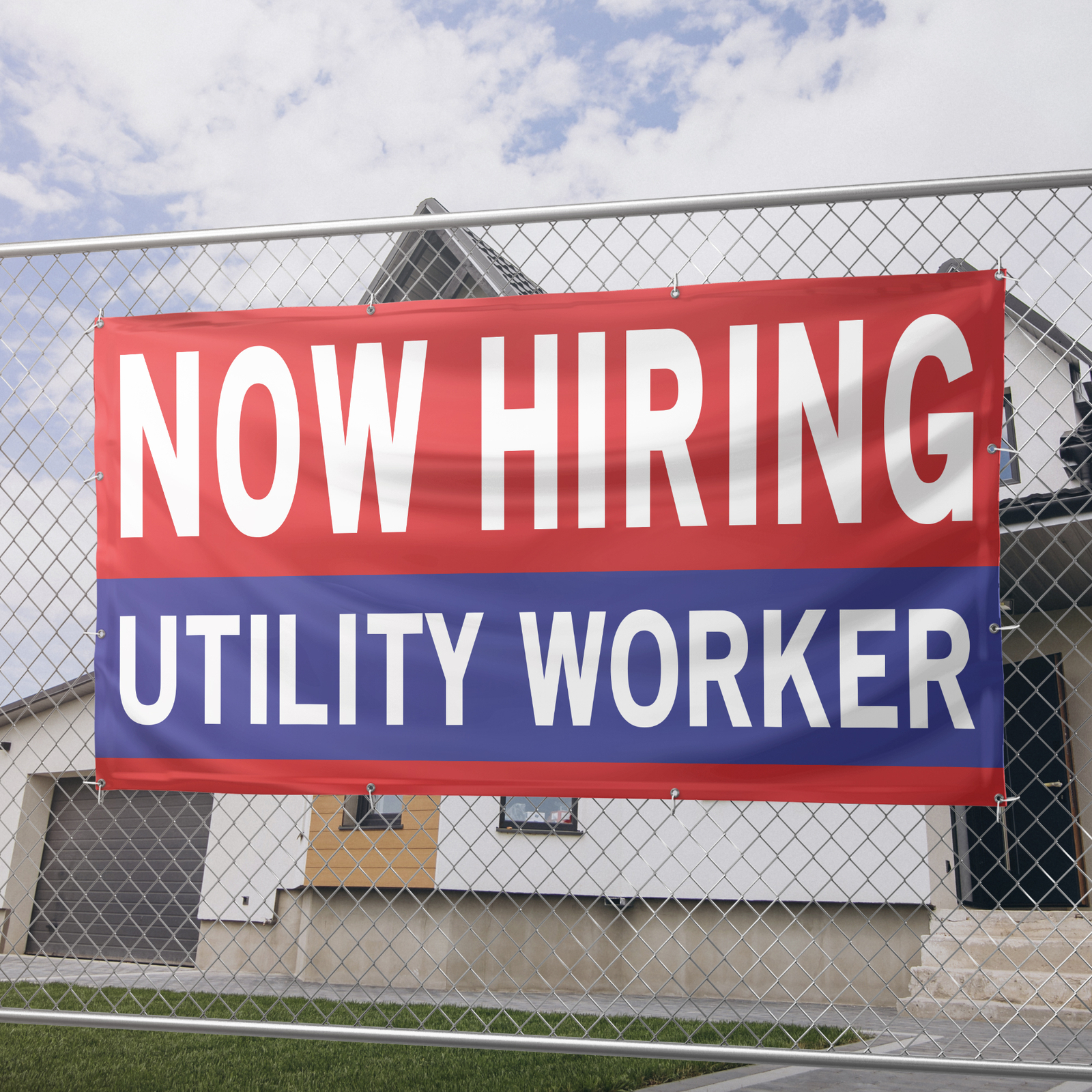 Now Hiring Utility Worker 13 oz Heavy Duty Vinyl Banner Maintenance Worker