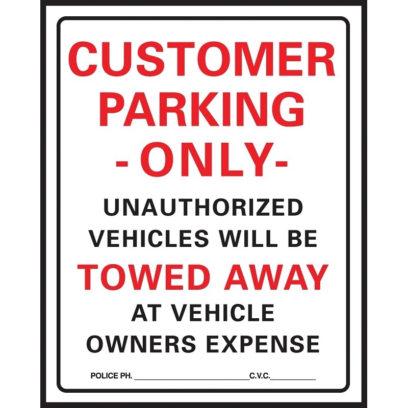 Hy-Ko 700 Parking Sign, 15 x 19 in Dimensions, Rectangular, Black/Red Legend, Wh