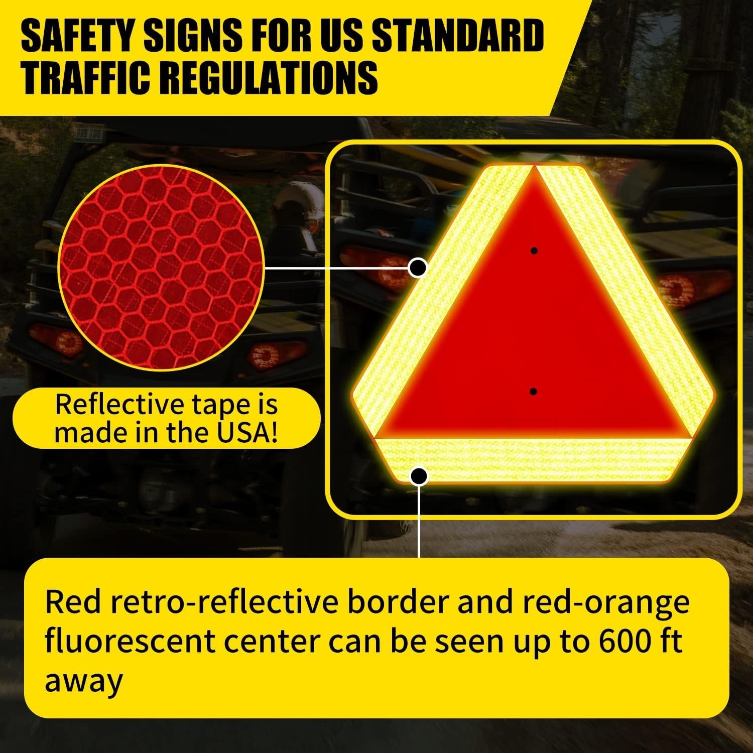 Slow Moving Vehicle Sign Plastic DOT Slow Moving Vehicle Triangle Signs SMV Sign