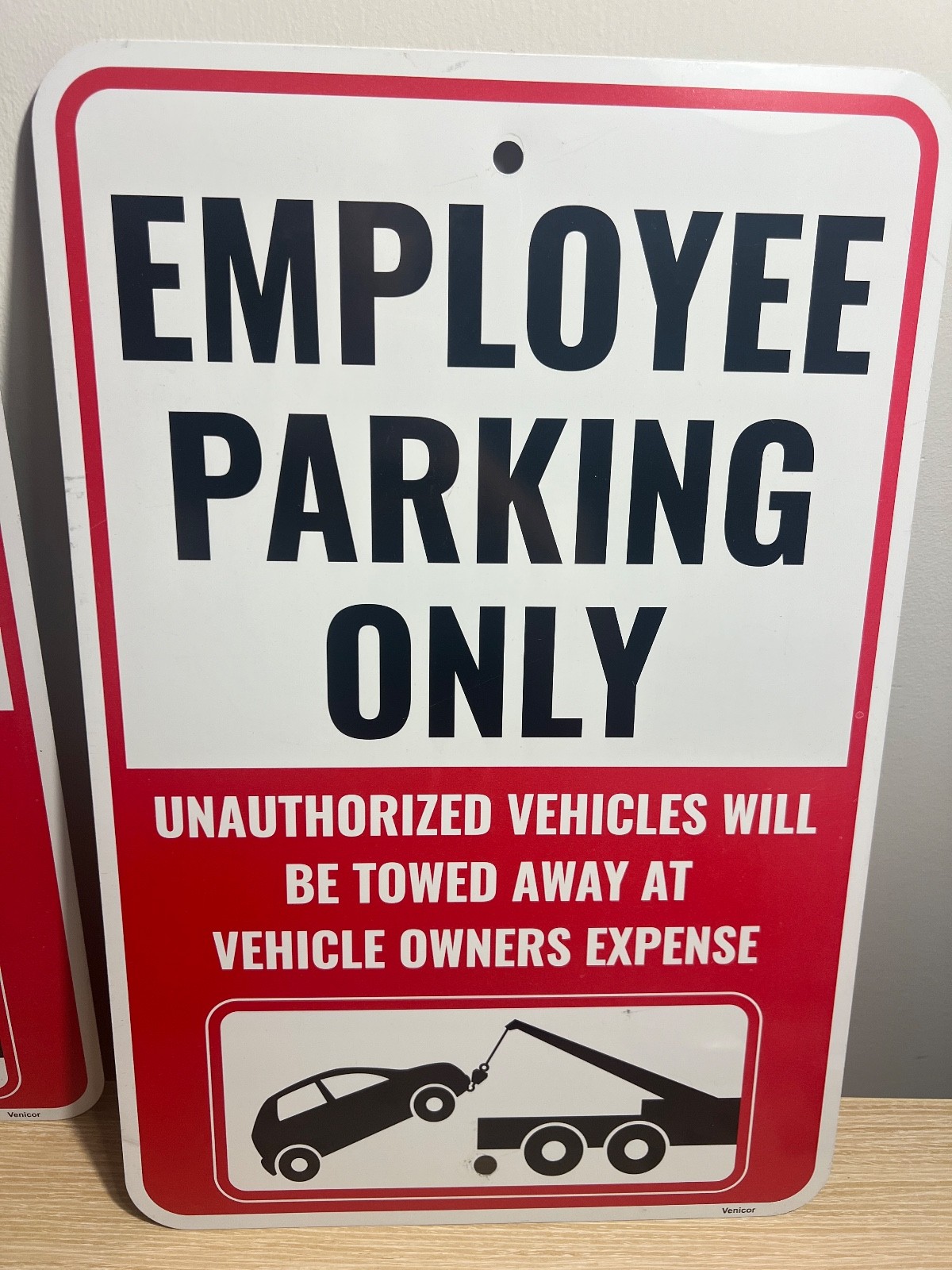2PC Employee Parking Sign, 18 X 12 Inches – Aluminum – Staff Parking Only Sign