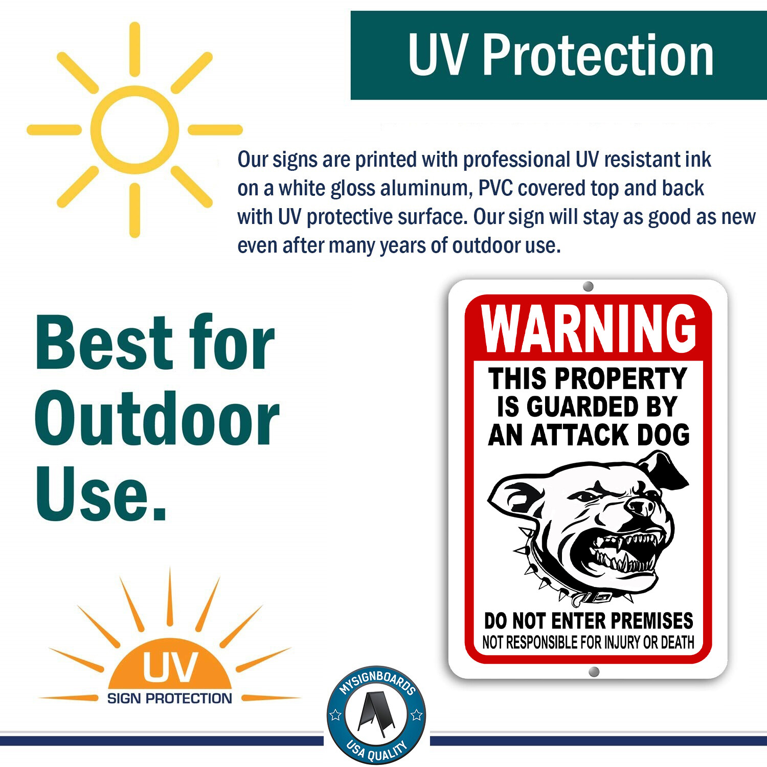 BEWARE OF DOG Sign Attack Dog on Duty Guard Dog 8″x 12″ Aluminum Metal Warning