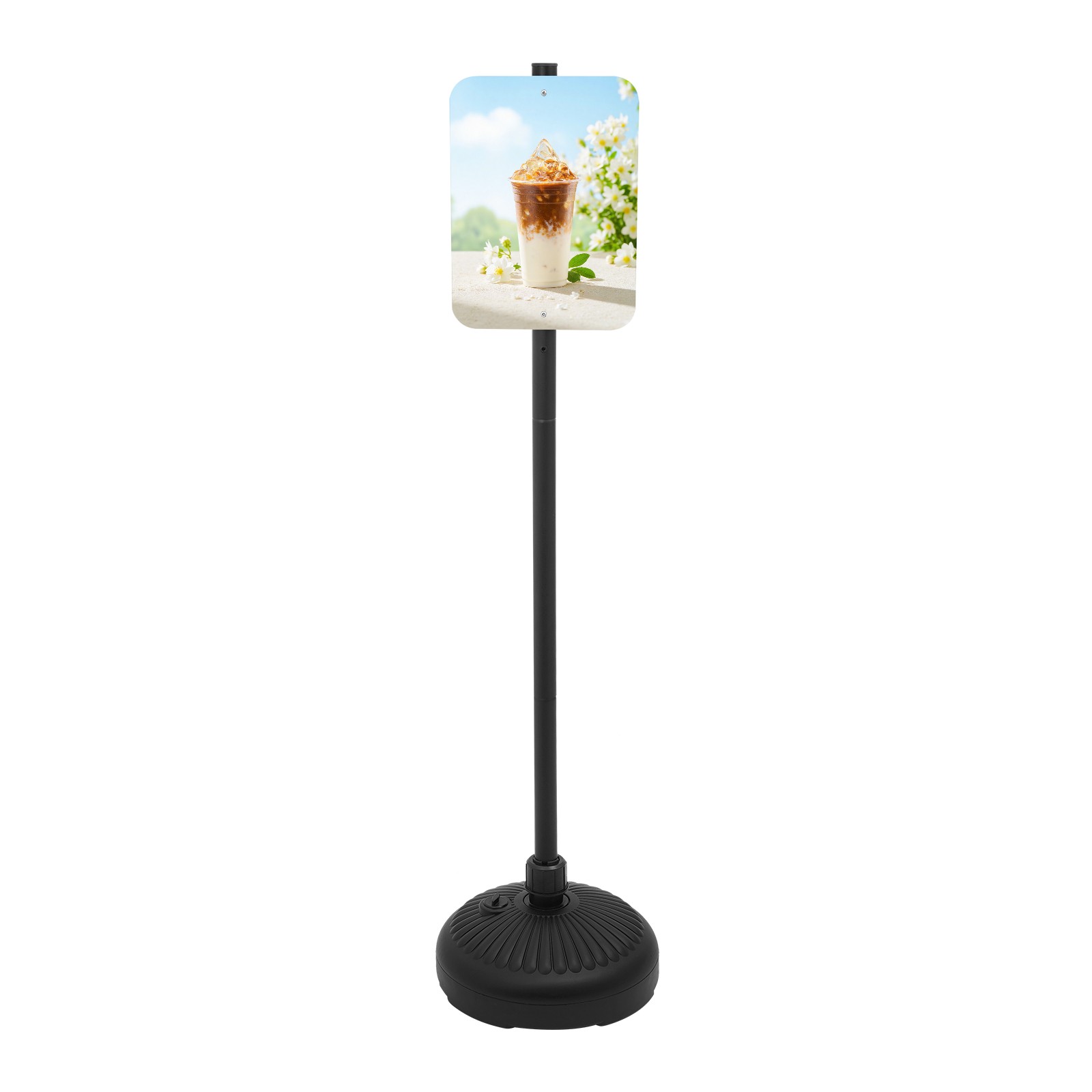 5.25ft Black Dual-Sided Floorstanding Sign Holder Stand with Round Base