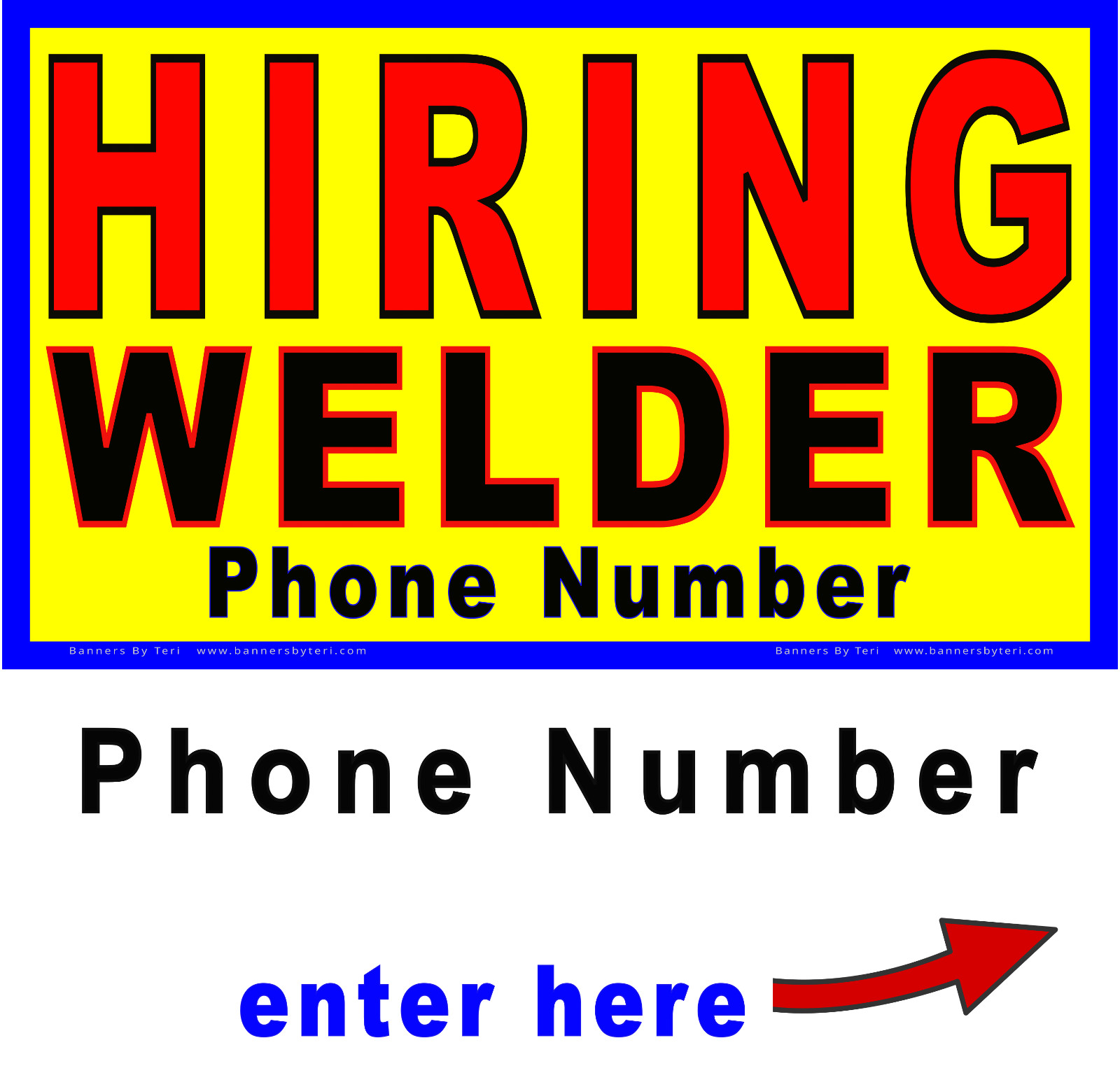 HIRING WELDER Banner With VARIATIONS – Vinyl Signs – Fast Ship – DURABLE – USA