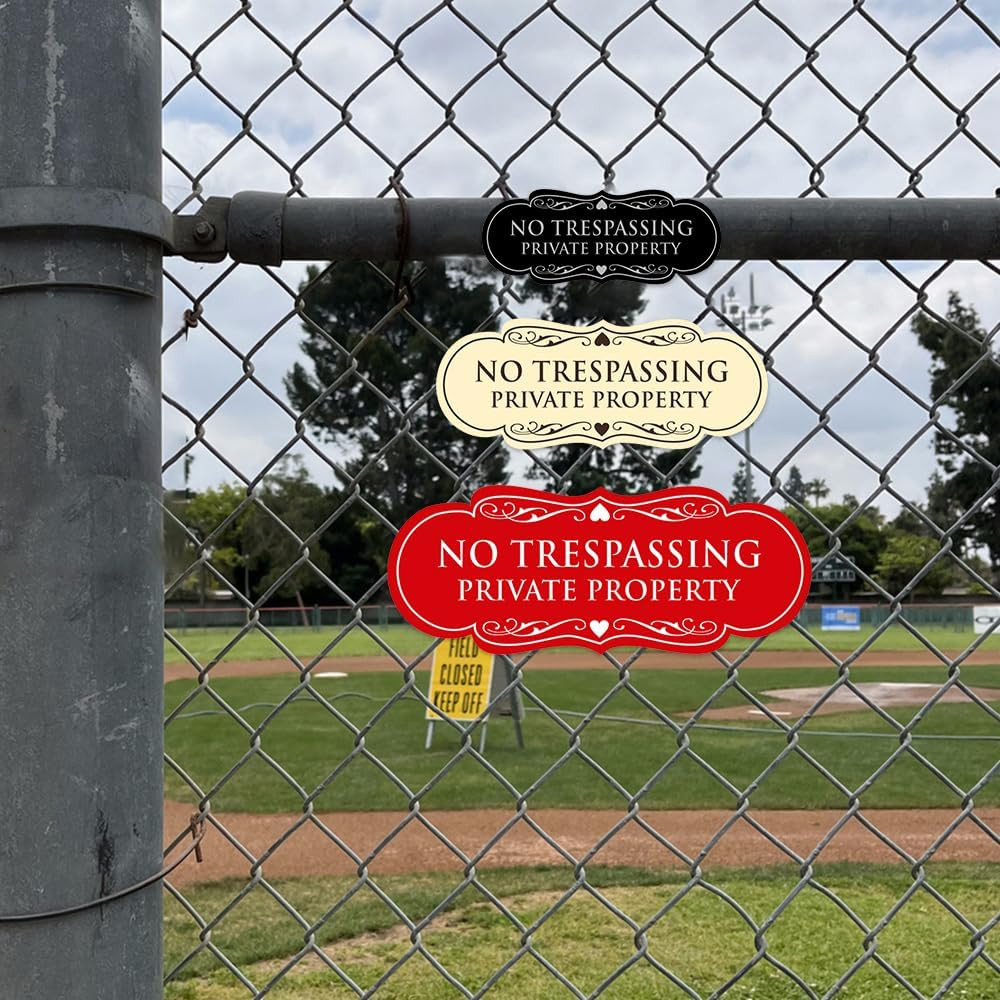 Designer No Trespassing Private Property Wall or Door Sign | Security Sign for P
