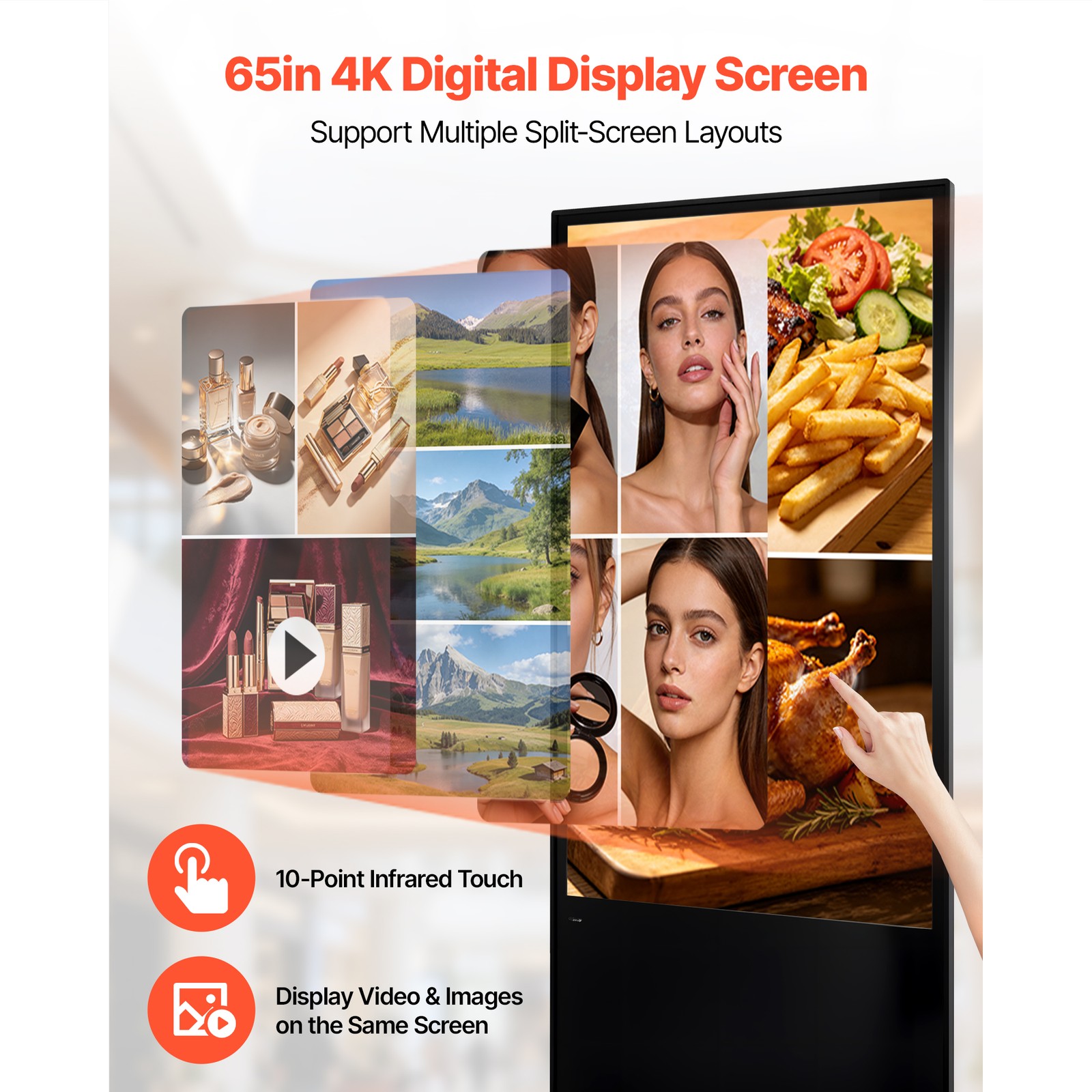 Uimoso 65 in Indoor Digital Signage Floor Stand with 4K Display