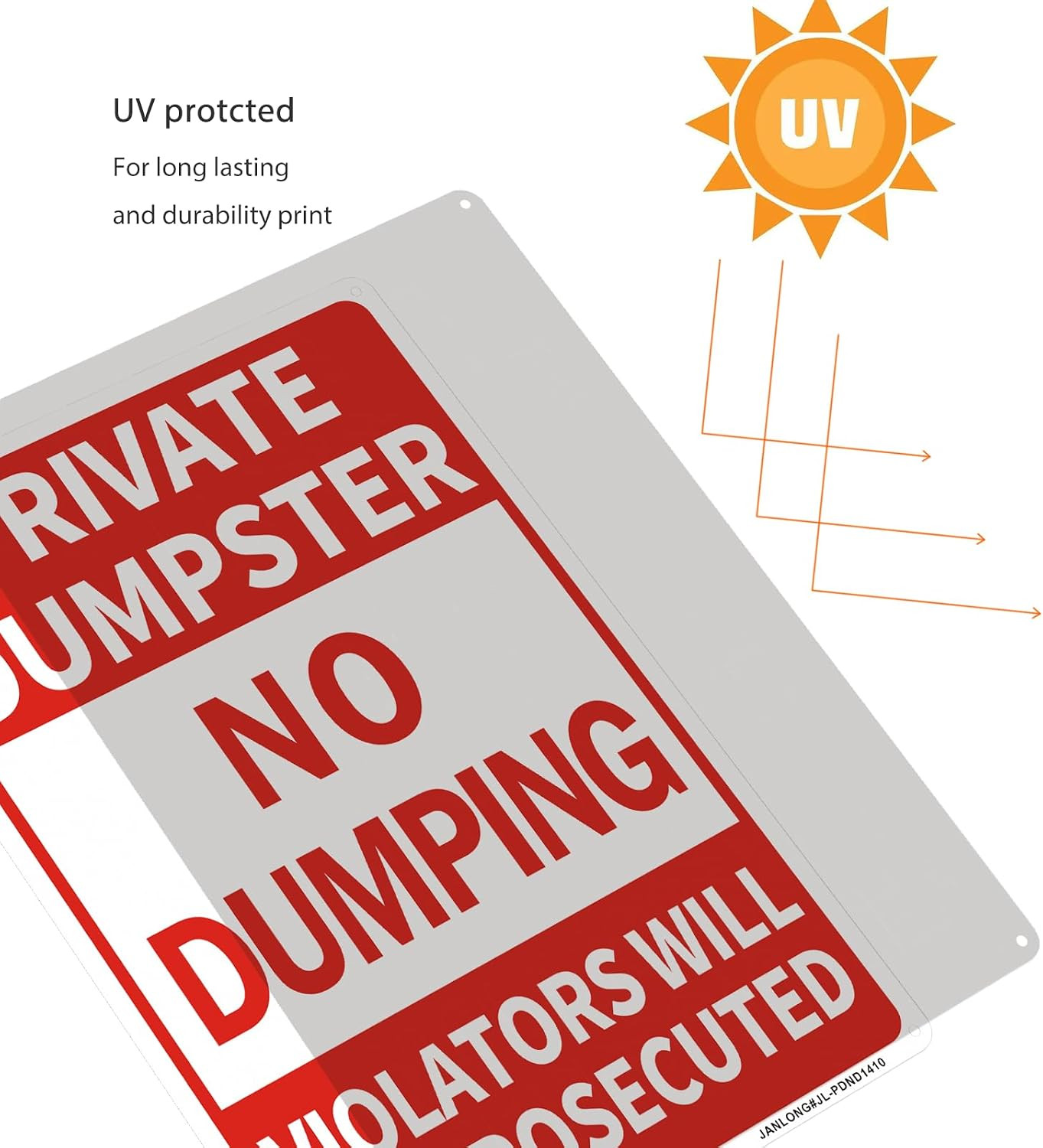 2 Pack Private Dumpster- No Dumping Sign, 14″X 10″ Aluminum No