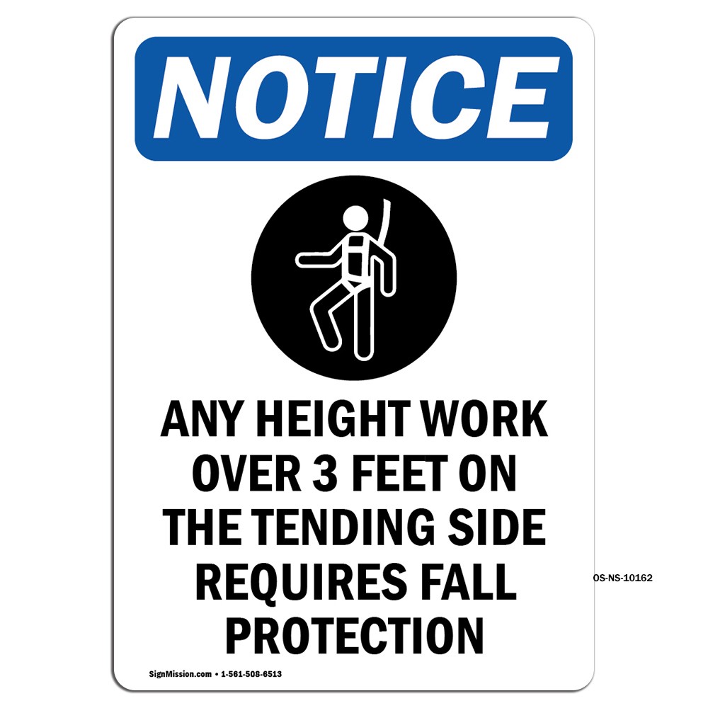 Any Height Work Over With Symbol OSHA Notice Sign Metal Plastic Decal