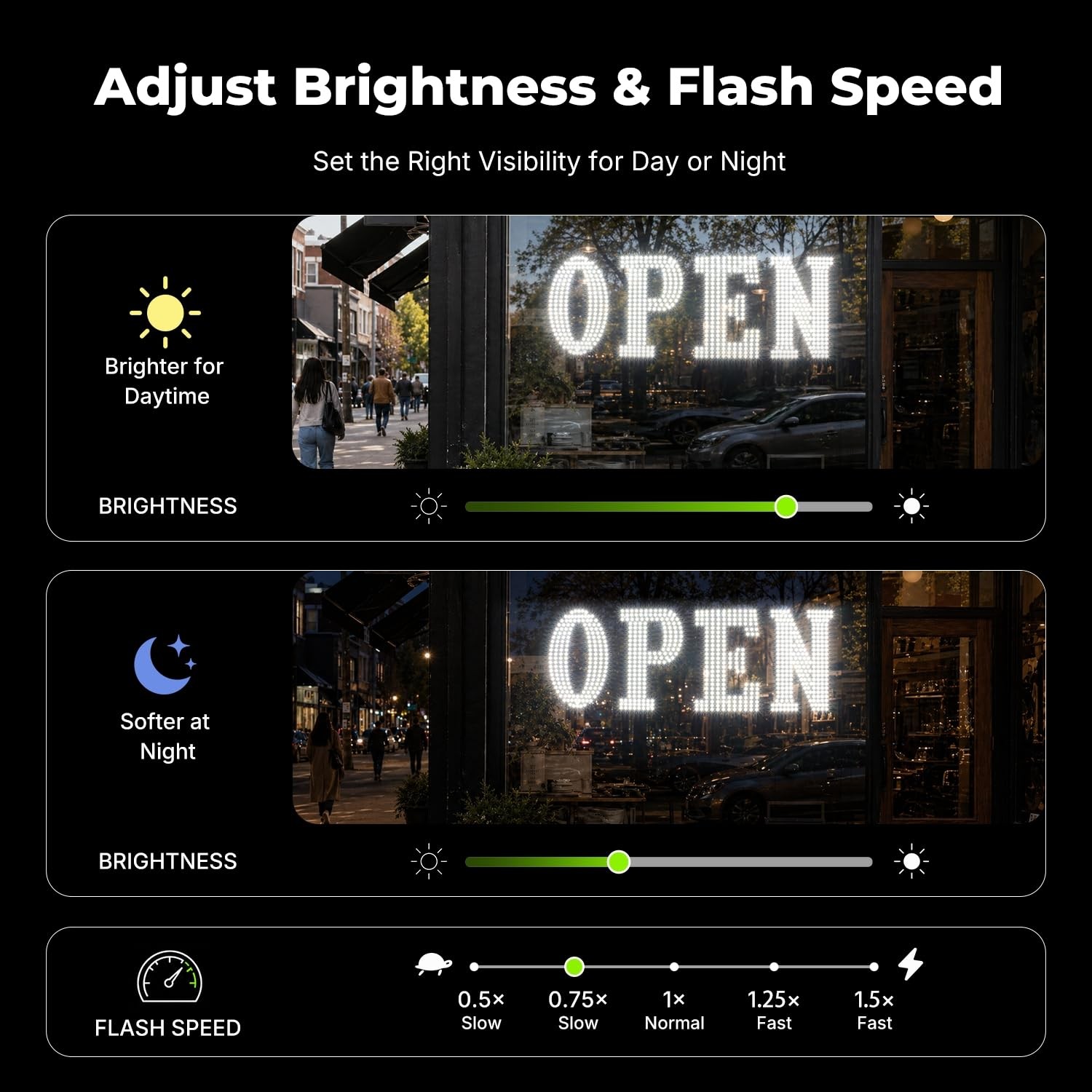 40″ x 14″ Large LED Open Sign Remote Control Bright 14 Mode Electric Display