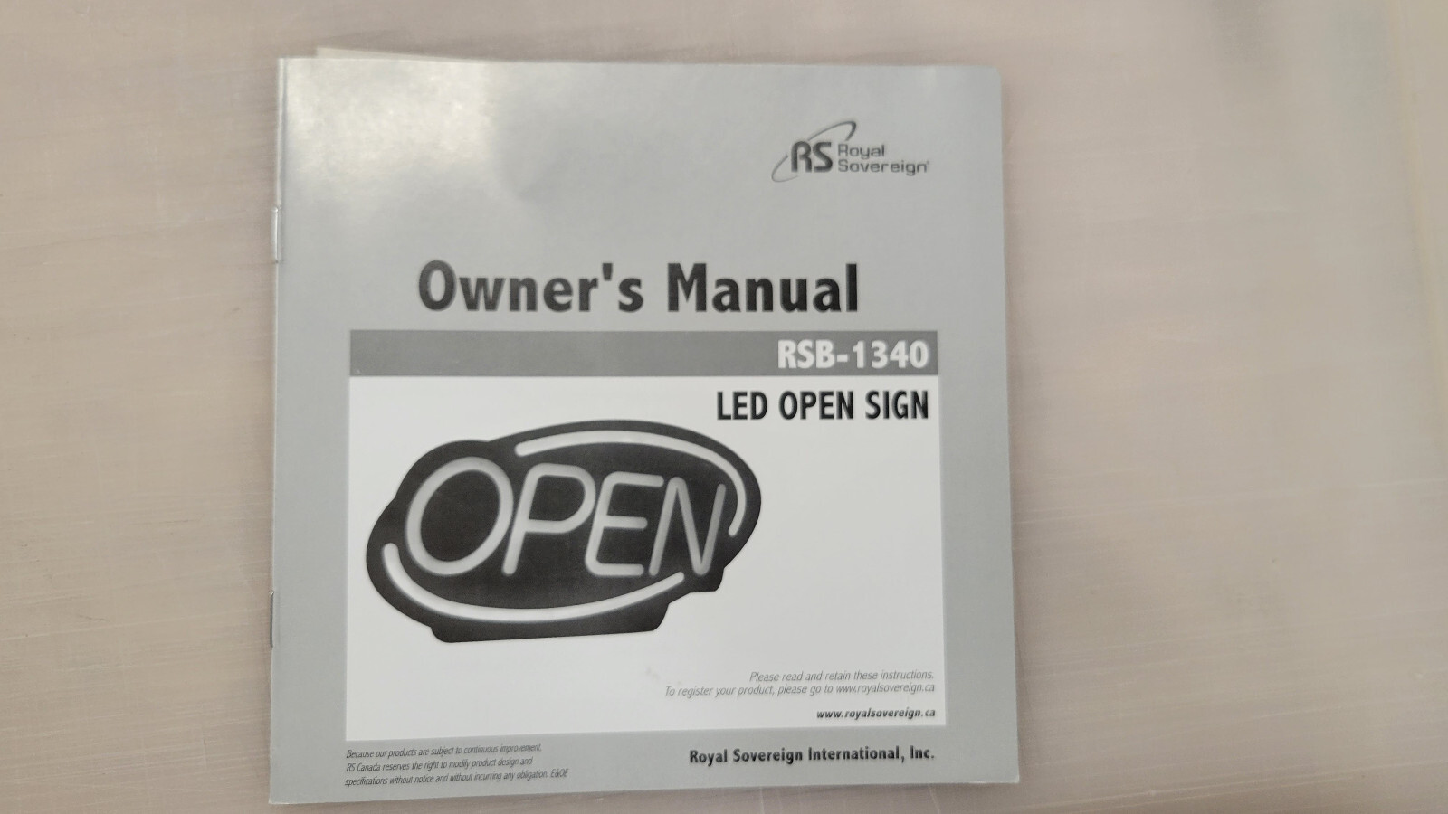 NIB – ROYAL SOVEREIGN RSB-1340E LED OPEN SIGN – Solid or Flashing – 12″ x 24″