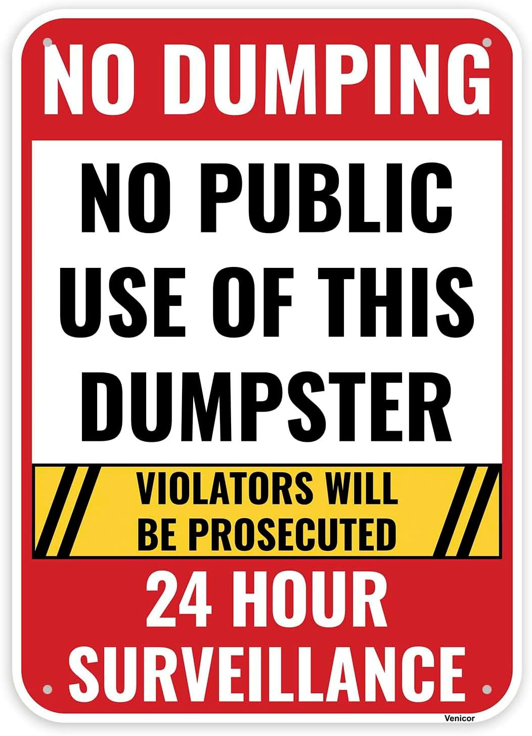 1PC No Dumping Private Dumpster Sign, 14 X 10 Inches – Aluminum – Video Surveill