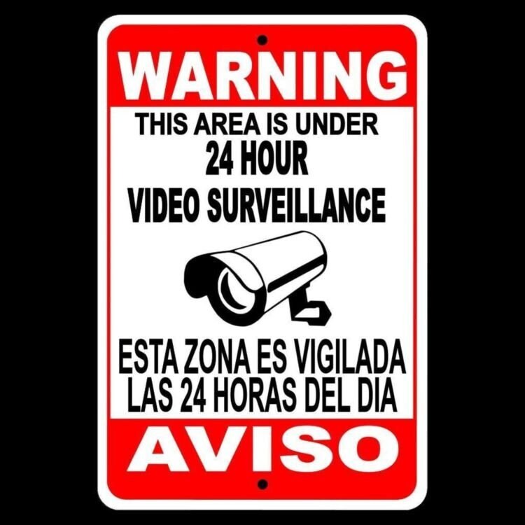 Spanish English Warning Protected By Video Surveillance Sign / Decal Security