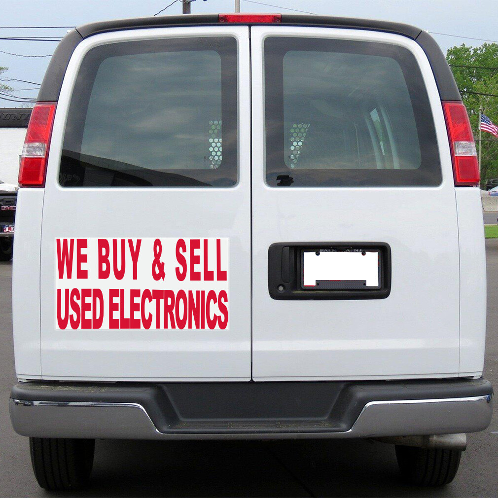 Car Magnet Set of 2 We Buy Sell Used Electronics Red Industrial Sign