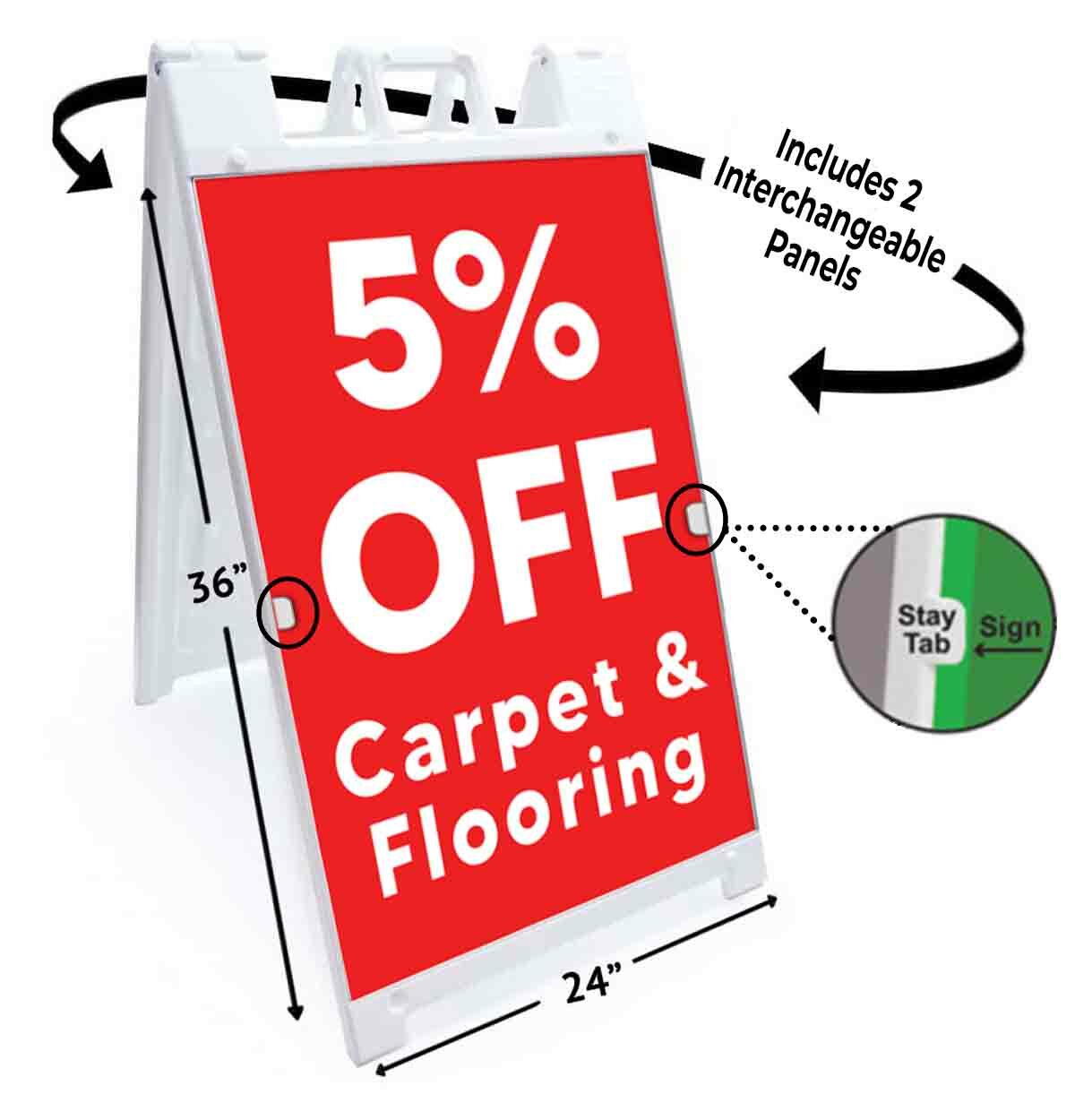 5% Off Carpet & Flooring Signicade 24×36 A Frame Sidewalk Sign Double Sided
