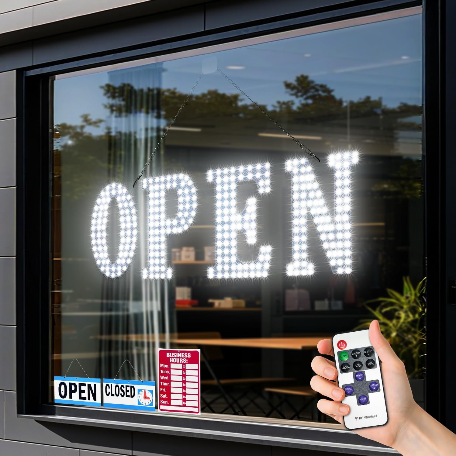 LED Open Signs for Business, 30” x 10″ Large Bright Flashing Open Sign with …