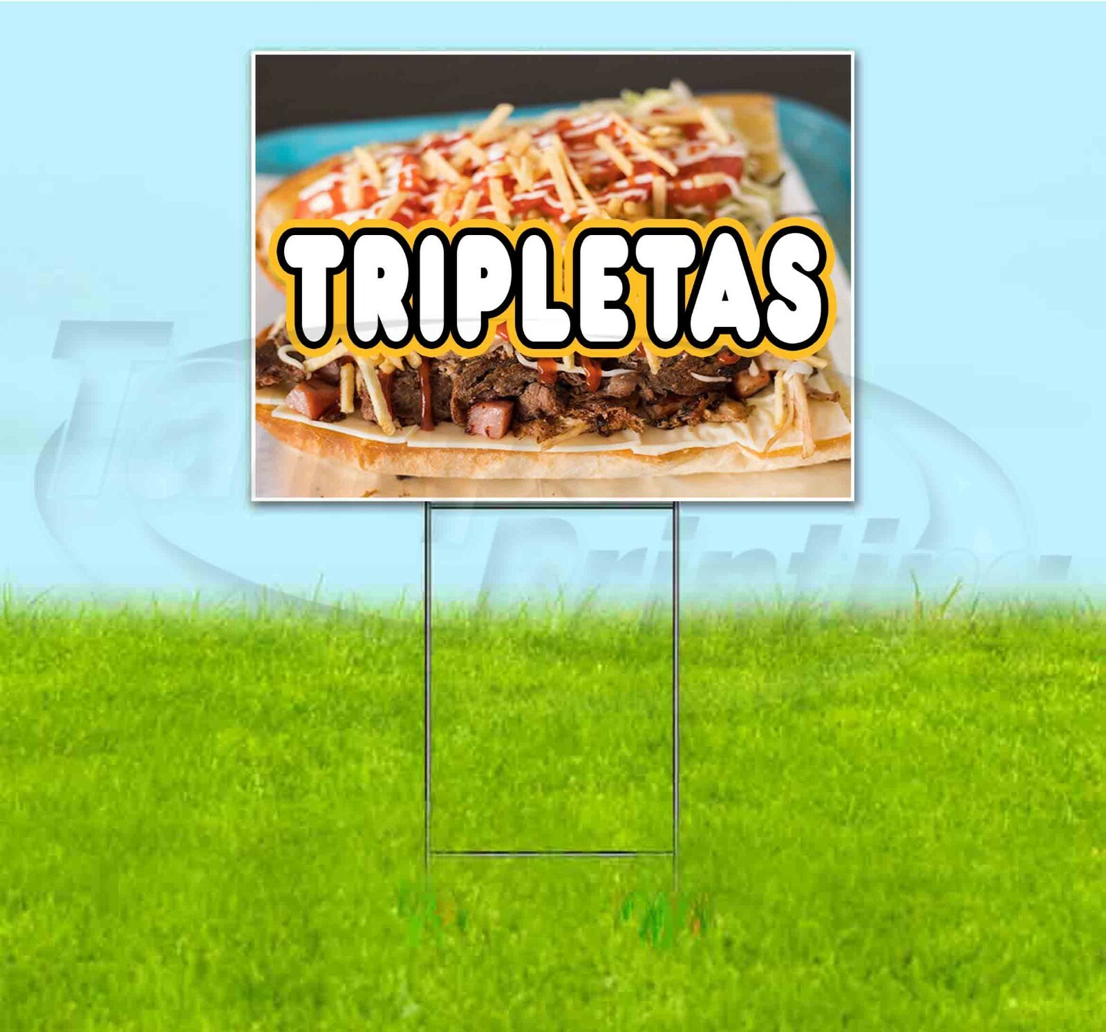 TRIPLETAS 18×24 Yard Sign WITH STAKE Corrugated Bandit BUSINESS USA CUISINE
