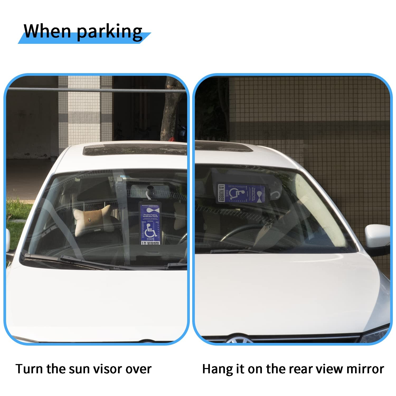Yuoyar Handicap Placard Holder, Portable Transparent Universal, black
