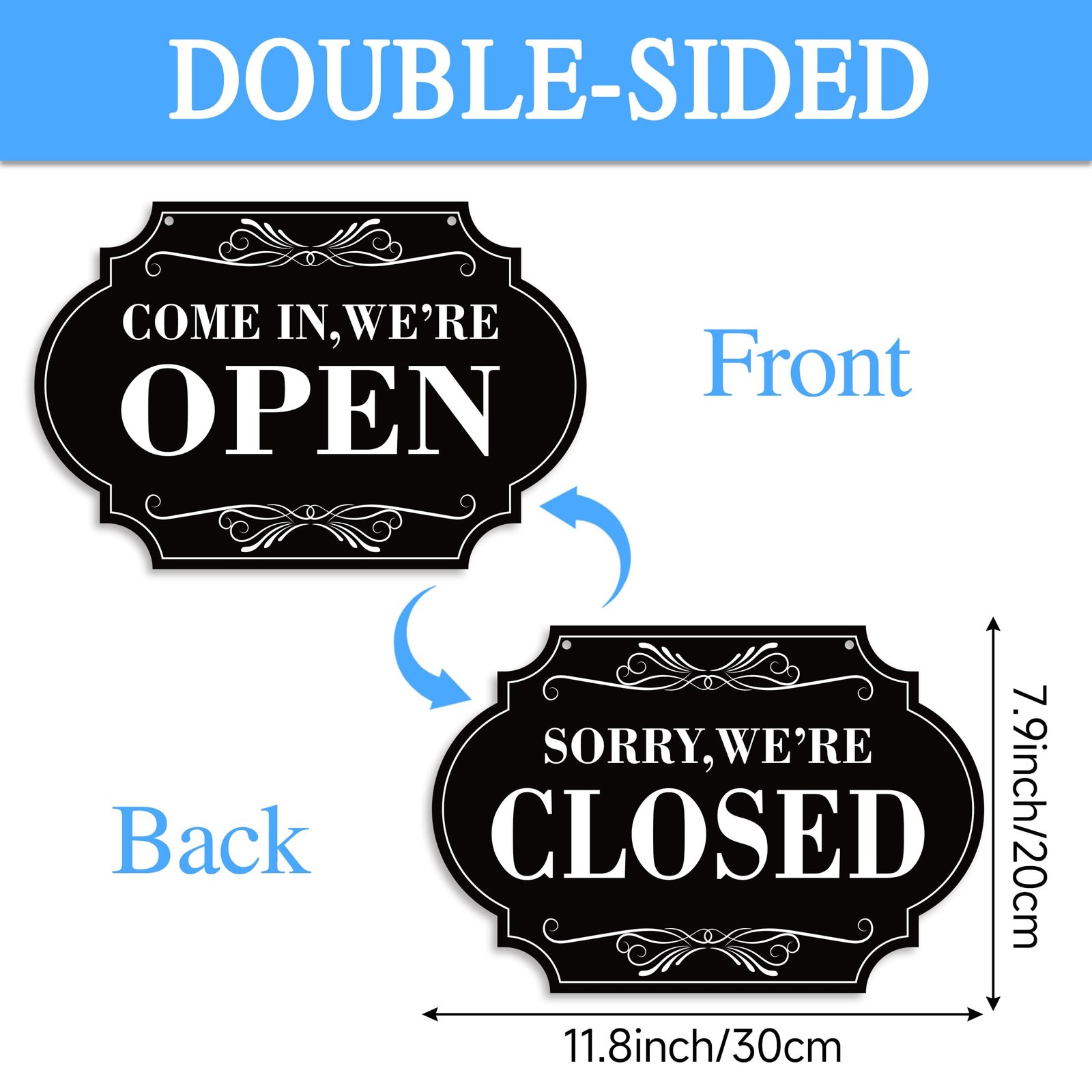 Open Closed Signs for Business, 11×8 Waterproof Double Sided Come In or Closed H