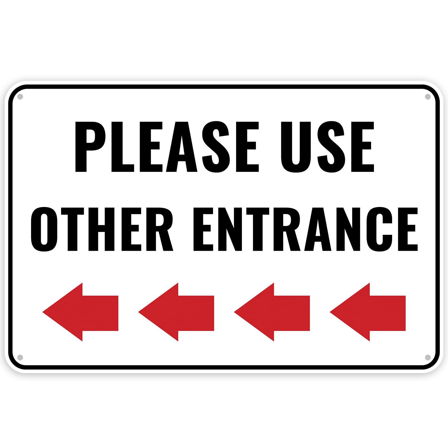 1PC Please Use Other Door Sign Left Arrow 12 x 8 Inches – Aluminum – Please U…