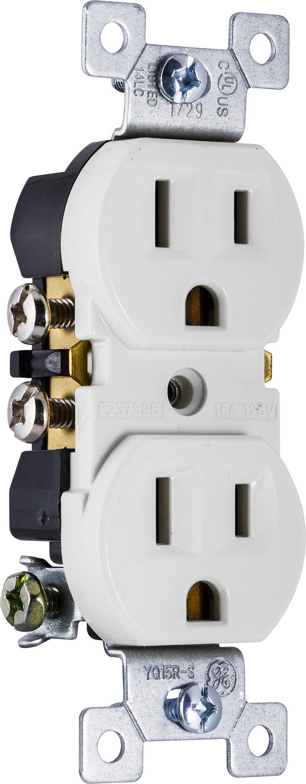 GE Duplex Wall Outlet, 2 Grounded Outlets, White, 1 Pack | Pressure Lock Term…