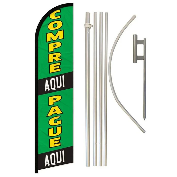 Auto We Finance No Credit OK Variation Windless Advertising Banner Flag Pole Kit
