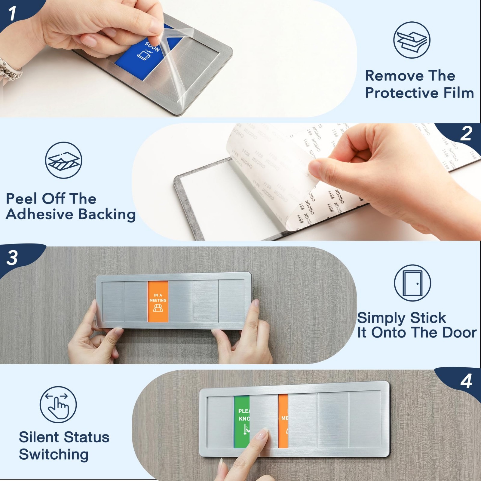 5 Pack Office Door Signs – Do Not Disturb, In Meeting, Out of Office, Privacy Ic