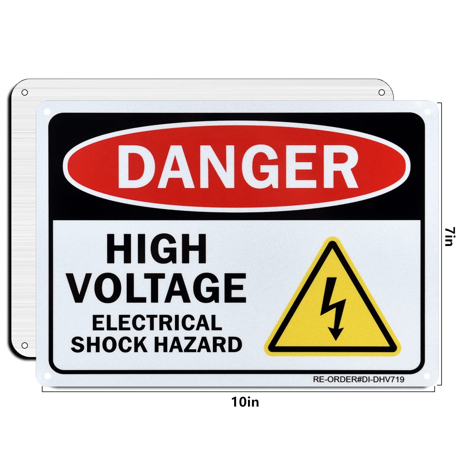 Danger High Voltage Hazard Sign – 2 Pack, 10×7 Inches Aluminum Warning Sign f…