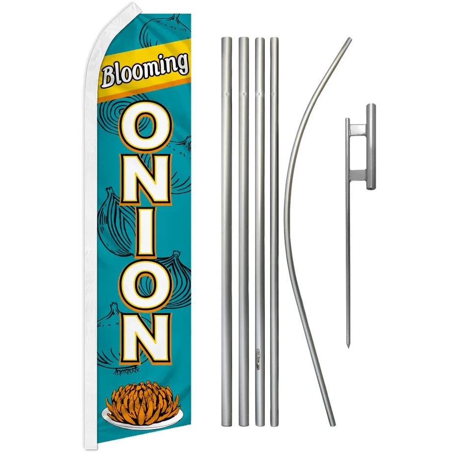 Blooming Onion Swooper Flutter Feather Advertising Food Flag & Pole Kit