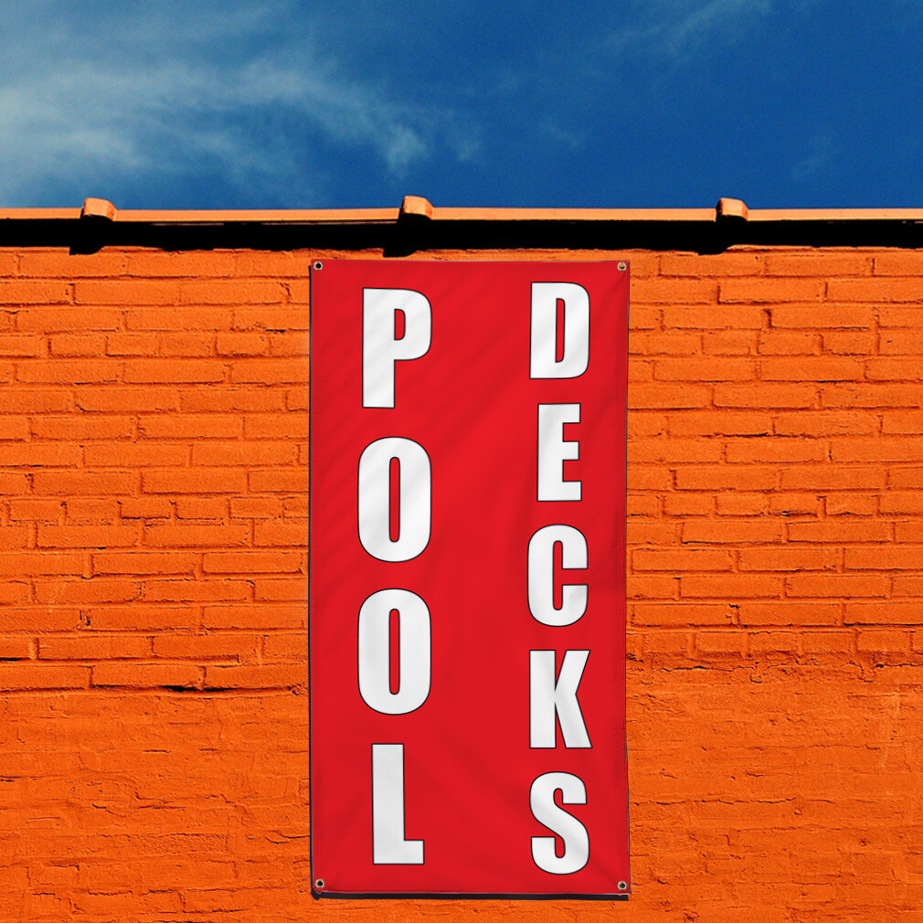 Vertical Vinyl Banner Multiple Sizes Pool Decks Red Home Remodeling Business