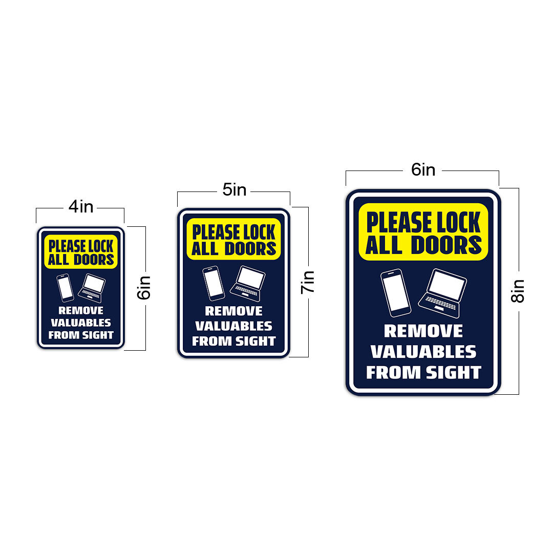 Portrait Round Plus Please Lock All Doors Remove Valuables From Sight Sign