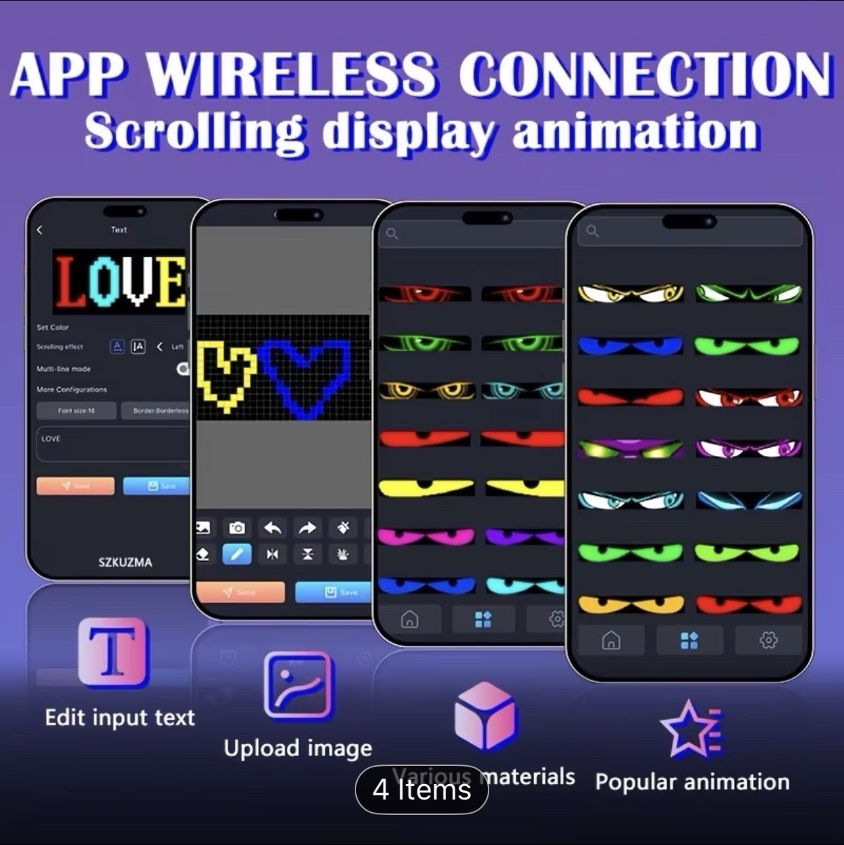 Multi-Color LED advertising Display Sign 23.23×4.72in Wireless Custom Animation