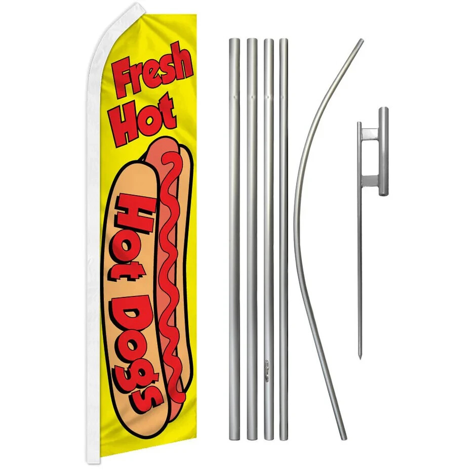 Hot Dogs Swooper Advertising Flag & Pole Kit