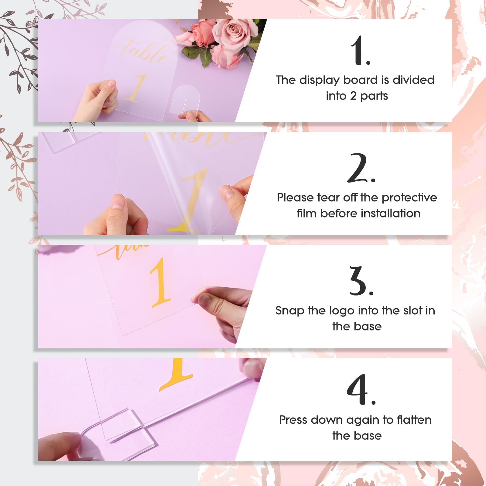 30 Sets Arch Acrylic Sign Gold Printed 1-30 Table Signs with Stands Calligrap…