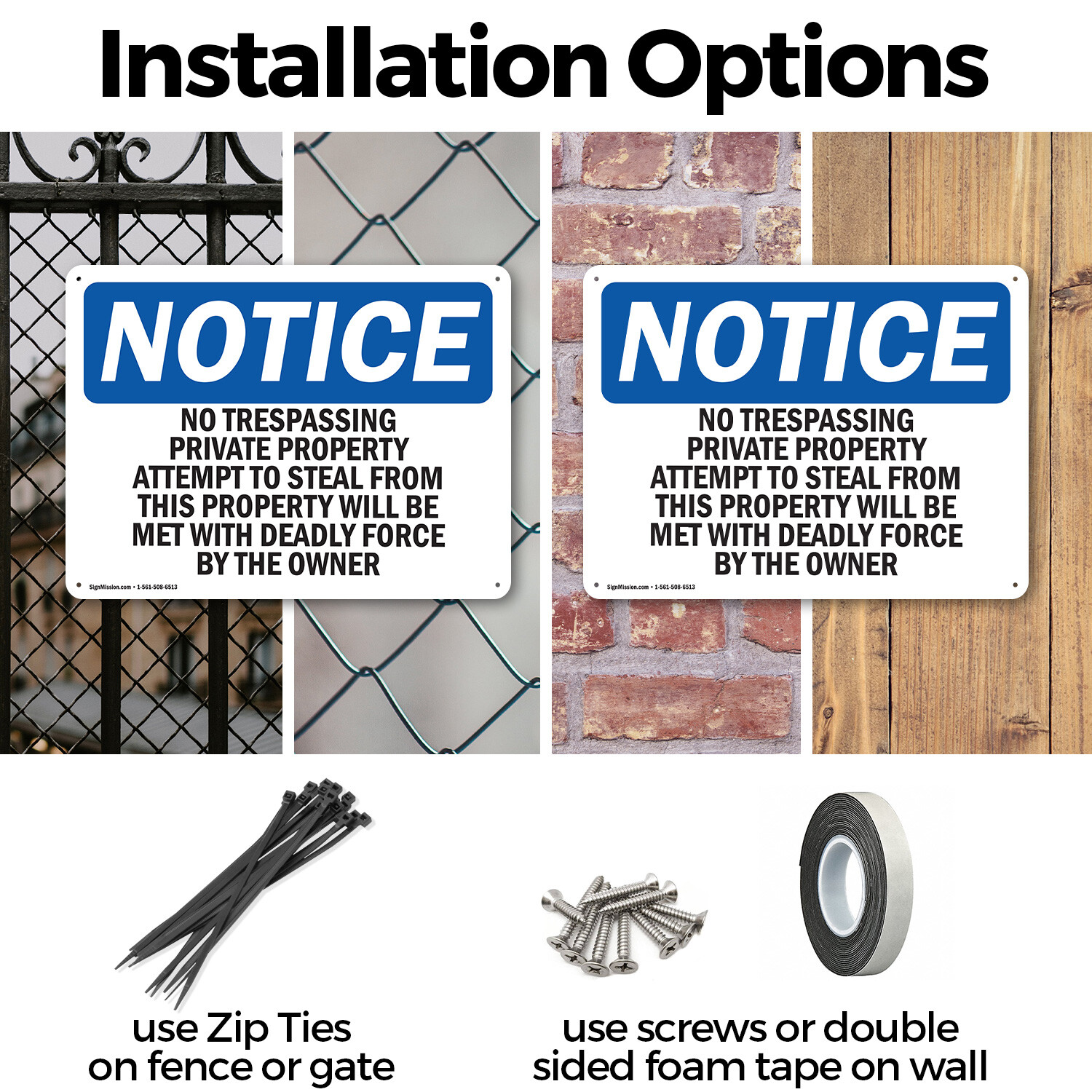 (2 Pack) No Trespassing Private Property Attempts OSHA Notice Sign Decal Metal