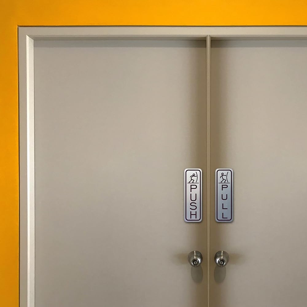 All Quality Classic Fun Push Pull Door Signs – Durable Material Sets Two Signs