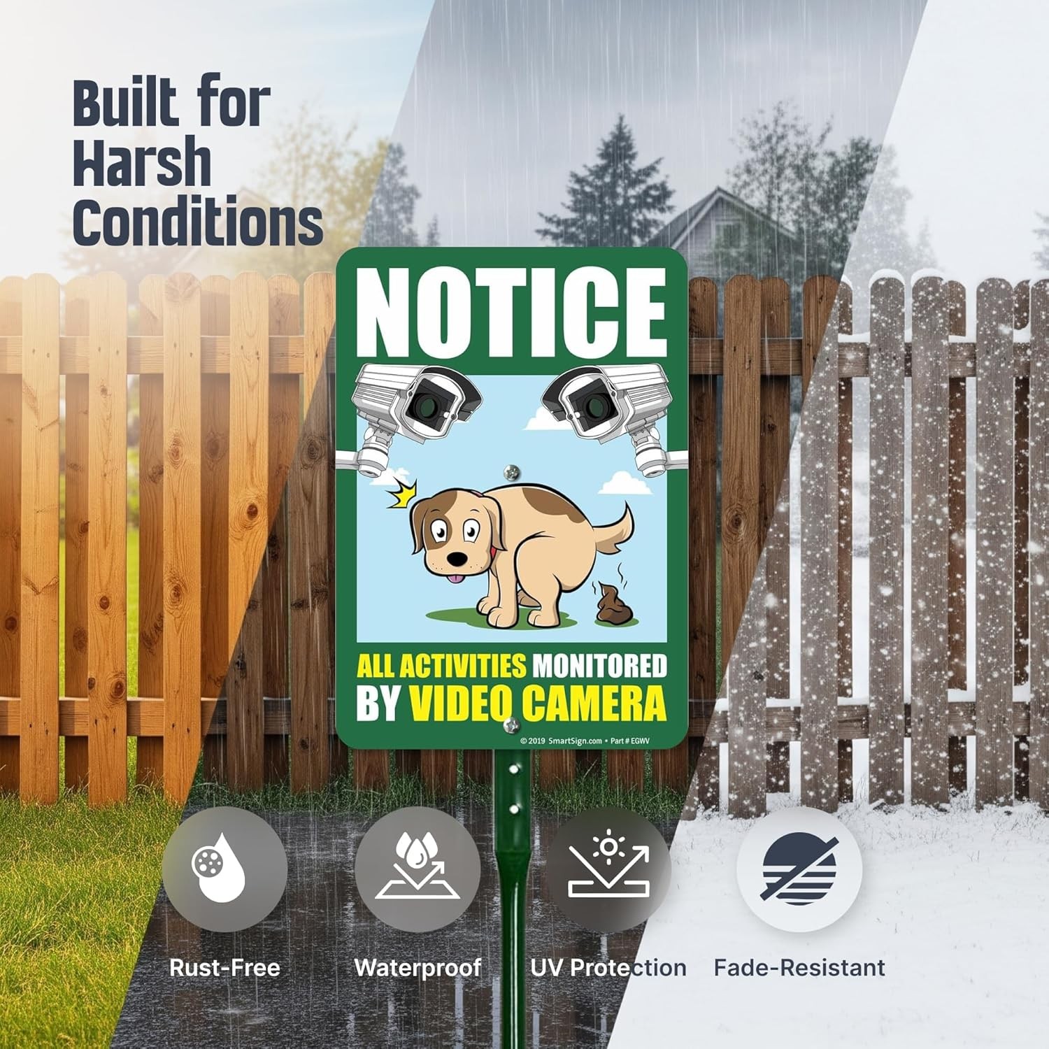 SmartSign 10 x 7 inch “Notice – All Activities Monitored by Video Camera” LawnPu
