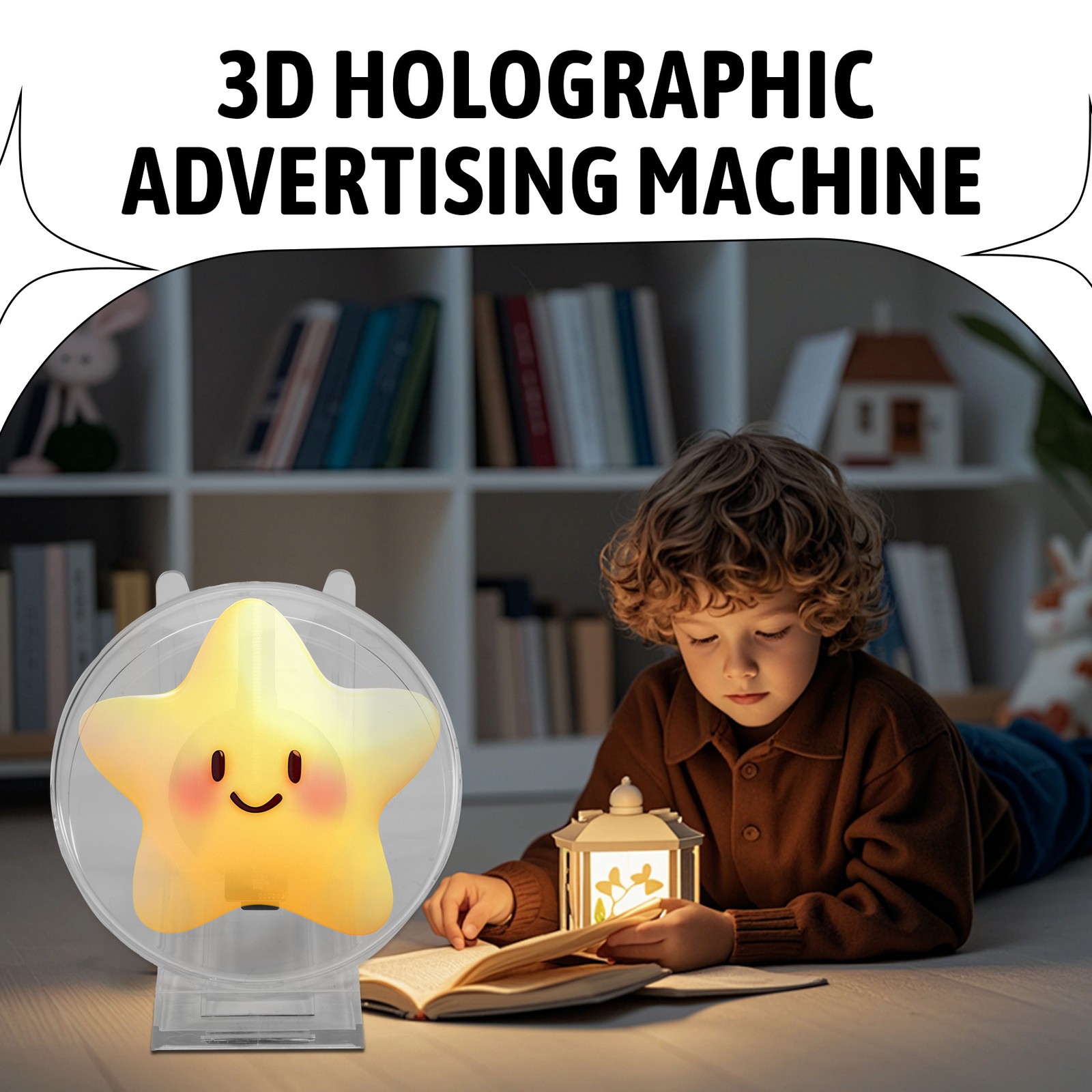 3D Fan Hologram Projector Desktop LED Sign Holographic Lamp Player Remote5864