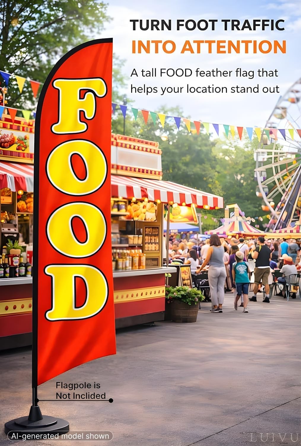 Celebrate with 12×2.5 ft Food Feather Flags – Ideal for Shops & Food Festivals