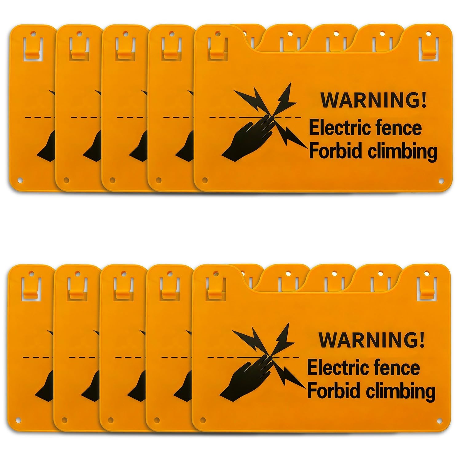 Electric Fence Warning Signs, Yellow Plastic Double-Sided High Voltage Danger…