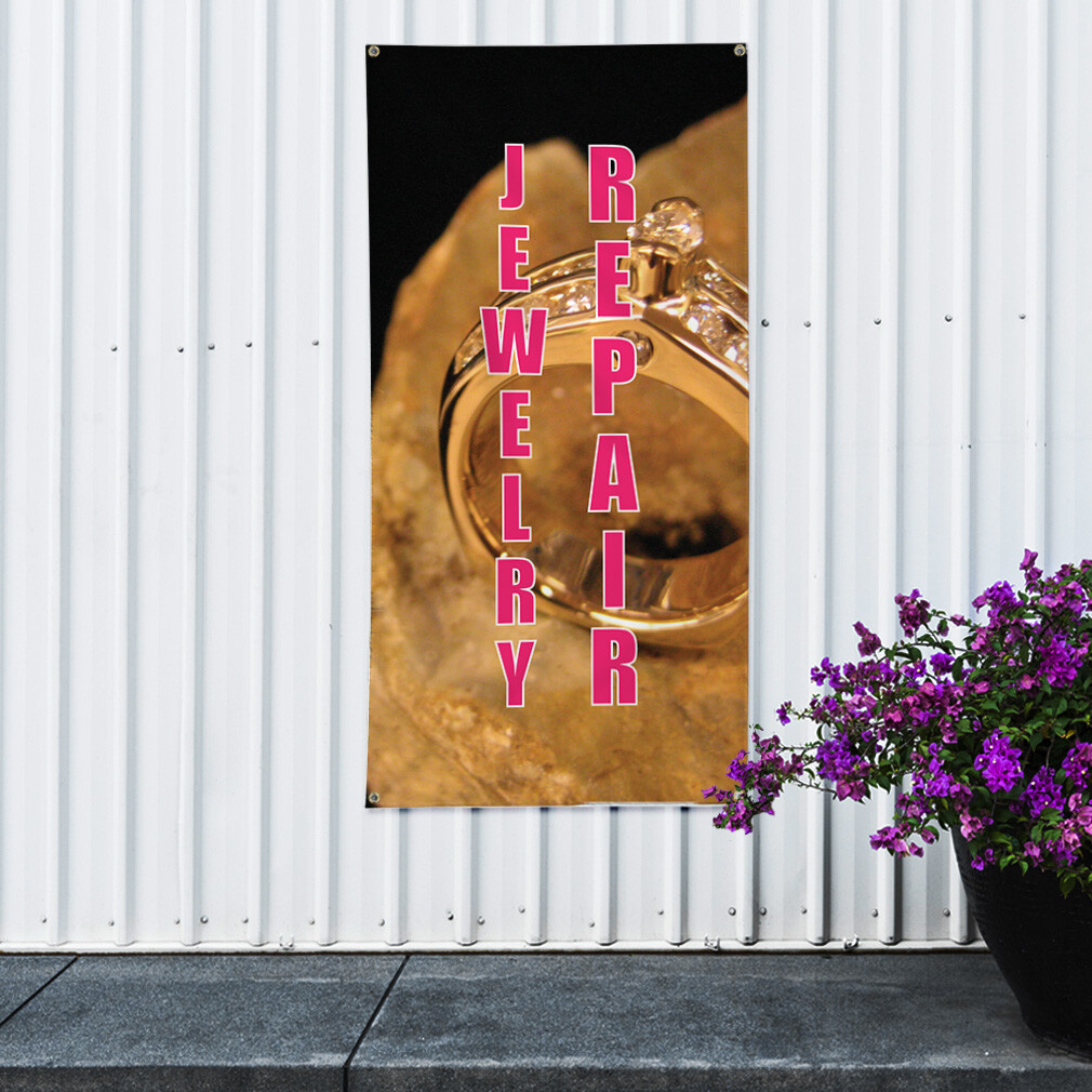 Vertical Vinyl Banner Multiple Sizes Jewelry Repair Business Outdoor