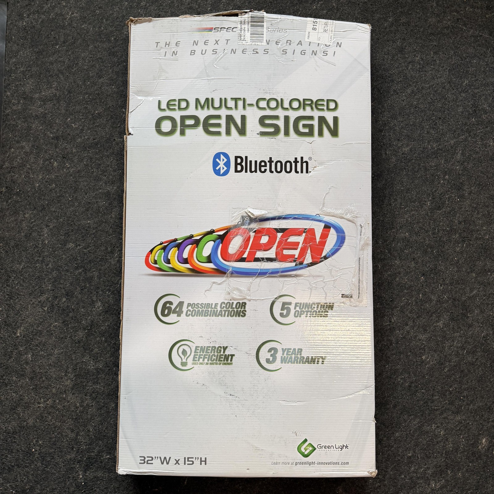GLI Green Light Innovations GLI1050B LED Open Sign for Business 15″ x 32″