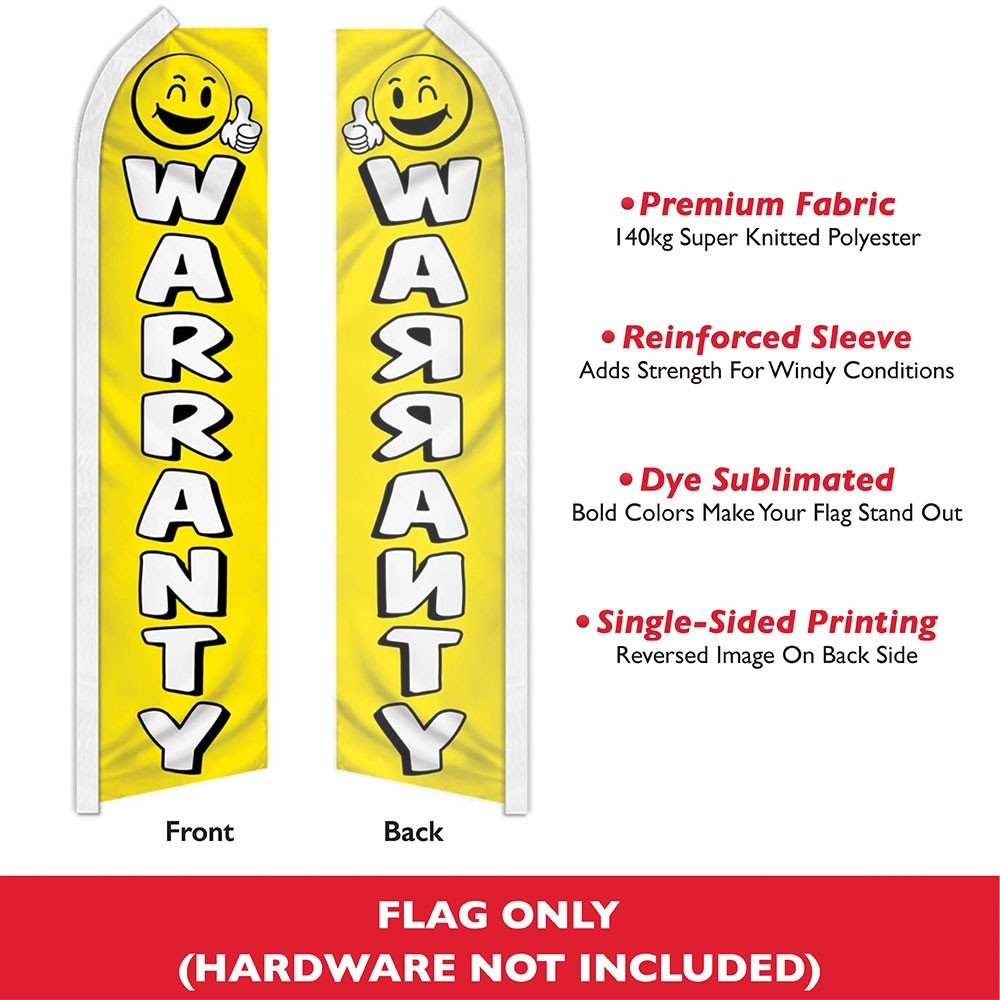 Warranty Swooper Flutter Feather Advertising Finance Auto Dealership Banner Flag