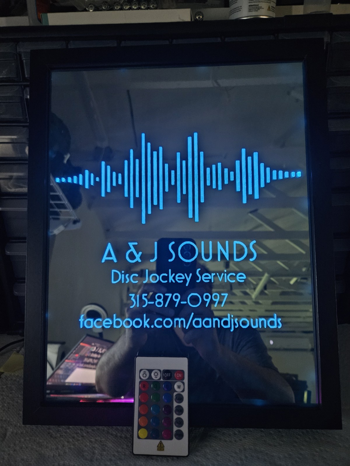 LED Illuminated Disc Jockey Service Sign, Multi-Color Color Changing Remote