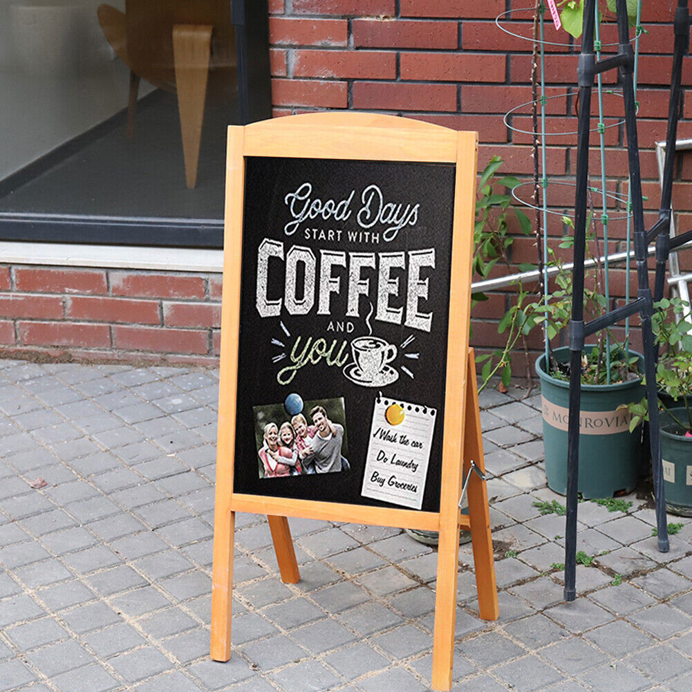 Heavy Rustic Large Wood A-Frame Magnetic LED Chalkboard Blackboard Wedding Cafe