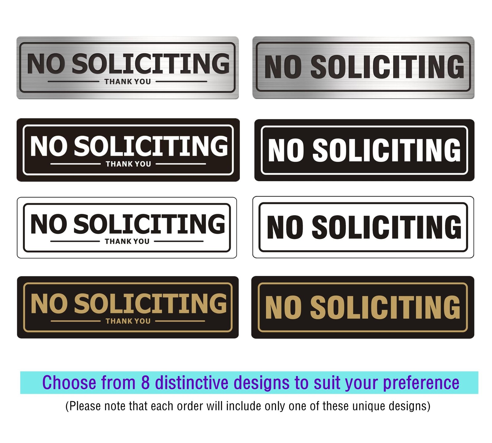 No Soliciting Sign for House, (2 Pack) Self-Adhesive No Soliciting Signs, Alu…