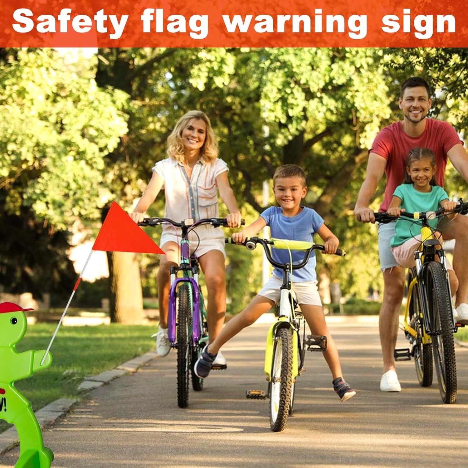 Warning Flags for Kids Play Safety 4 Pack with Replacement Poles Orange Color