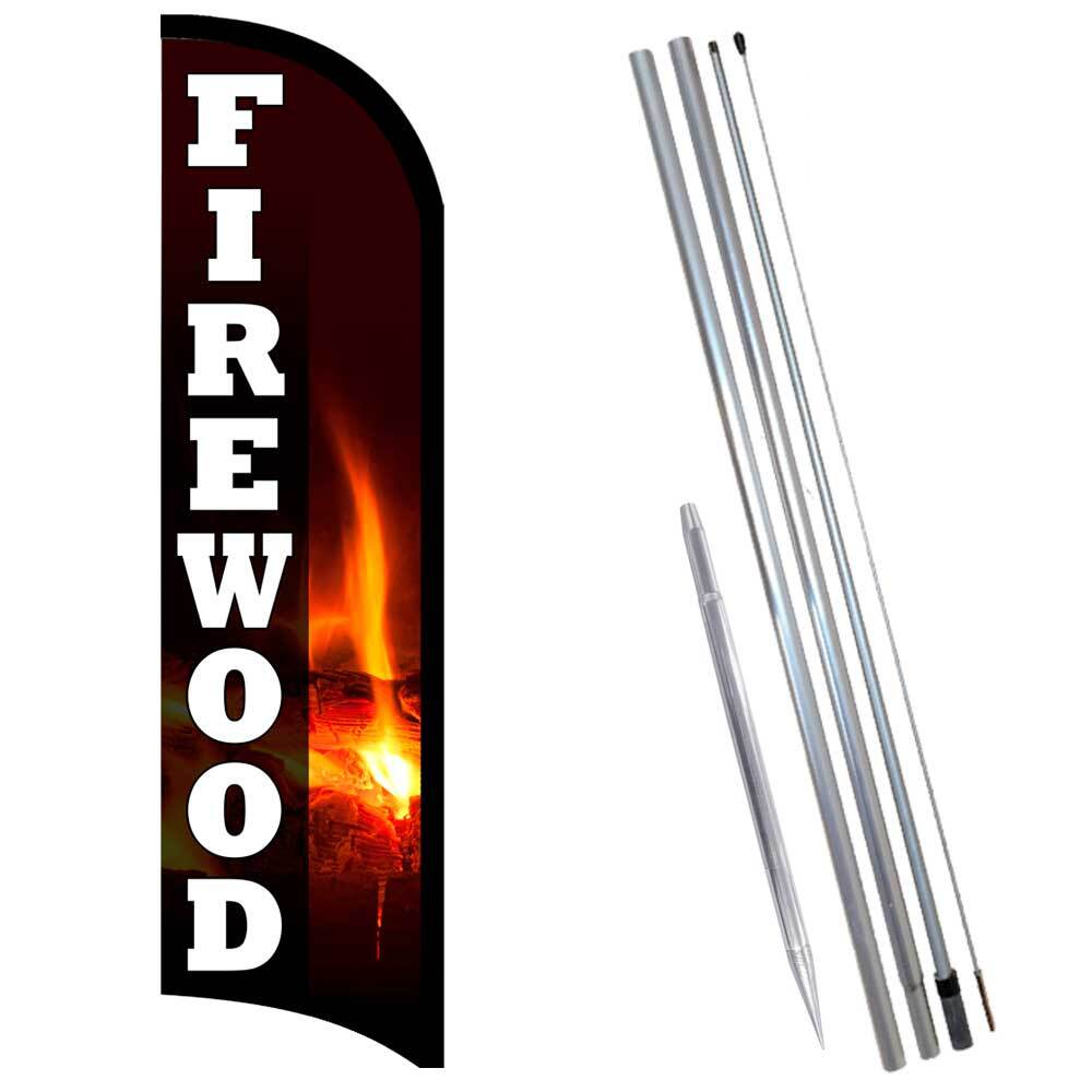 FIREWOOD Premium Windless Feather Flag Bundle (Complete Kit) OR Optional Replac