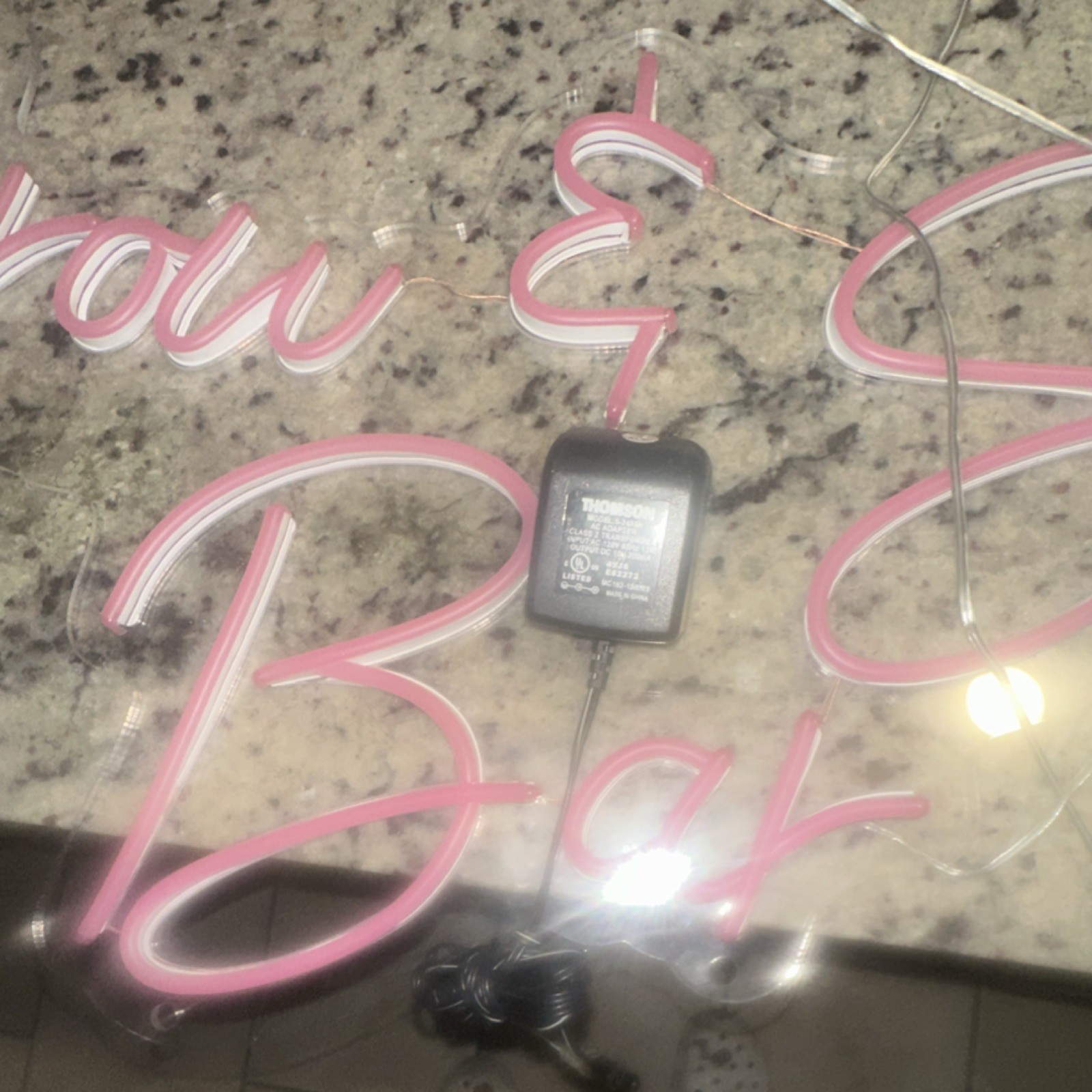 THOMSON Pink Neon Illuminated Sign Model 5-2435A Electric Includes Hardware