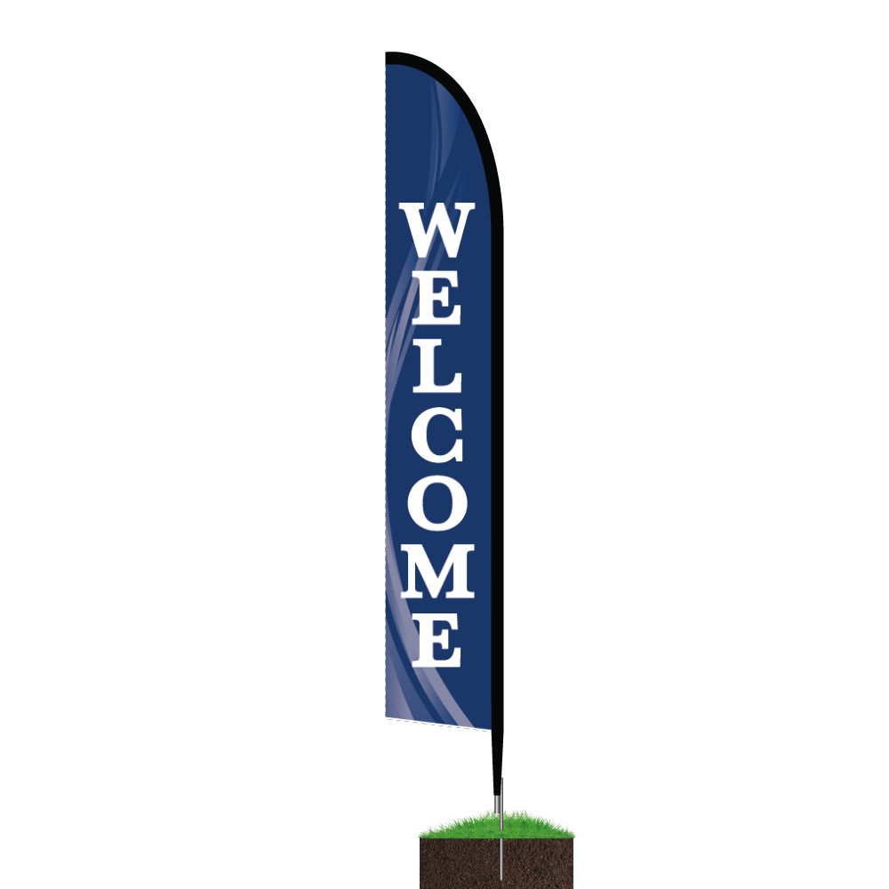 Double Sided Feather Flag Kit 14ft Welcome Real Estate Business Car Dealer Sale